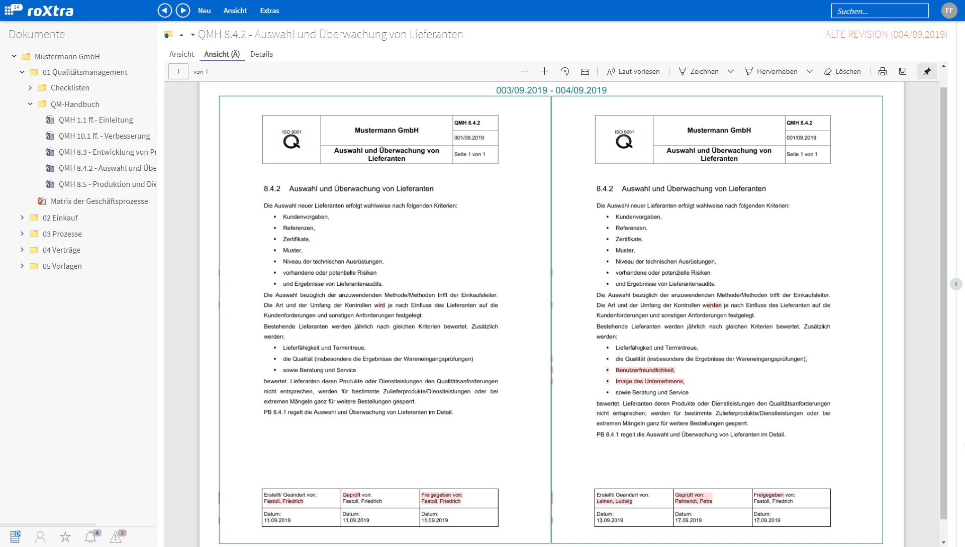screenshot of roXtra Documents